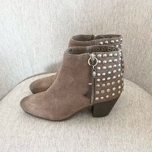 Ash Rivets Leather Suede Studded Ankle Booties Boots
